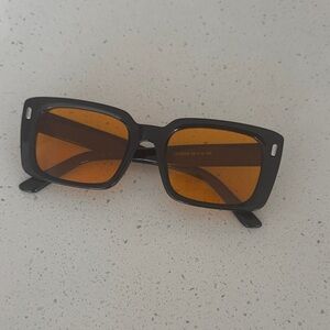 Chunky Square Sunglasses with Amber Lenses